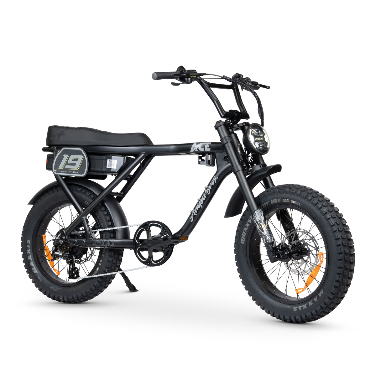 Ampd Bros ACE-X Adventure step-over fat tyre e-bike in Matte Black