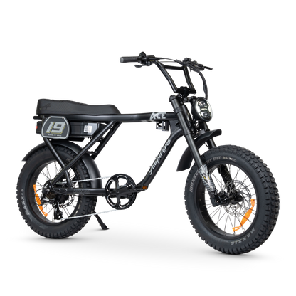 Ampd Bros ACE-X Adventure step-over fat tyre e-bike in Matte Black