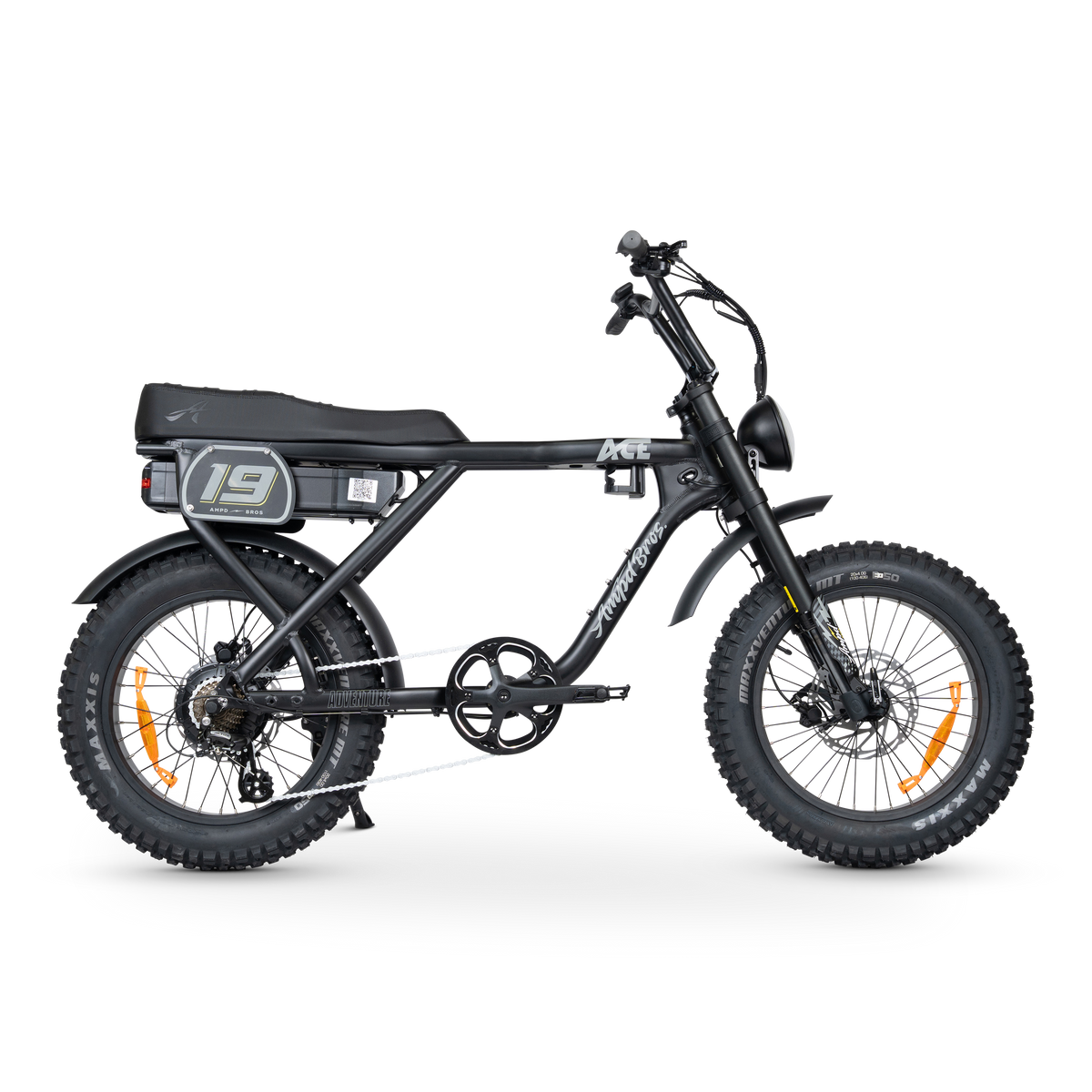 Ampd Bros ACE-X Adventure e-bike in Matte Black, side view