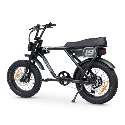 Ampd Bros ACE-X Adventure e-bike in Matte Black, rear view