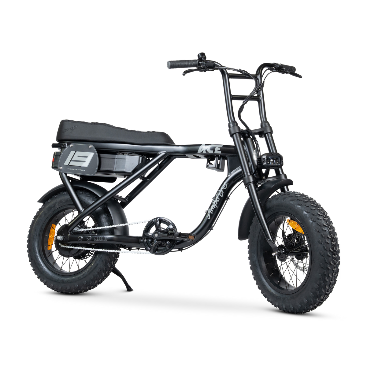 Ampd Bros ACE-X Mini step-over compact fat tyre e-bike in Matte Black