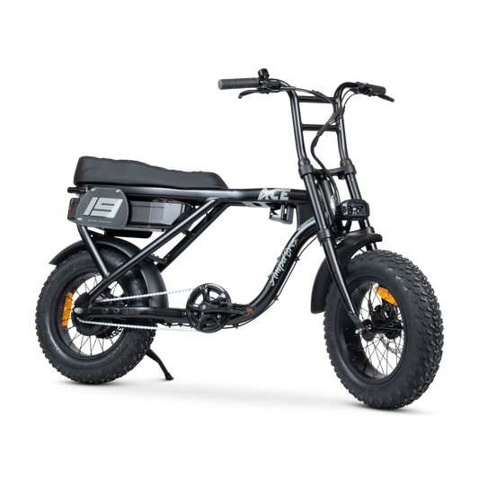 Ampd Bros ACE-X Mini step-over compact fat tyre e-bike in Matte Black