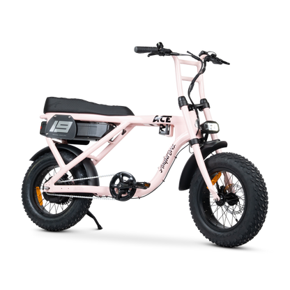 Ampd Bros ACE-X Mini step-over compact fat tyre e-bike in Pale Pink