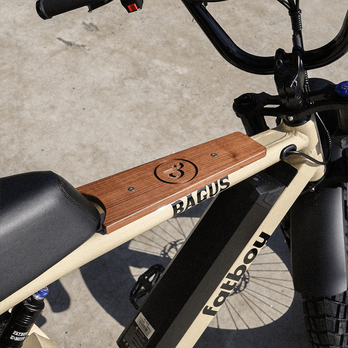 American walnut wood feature panel fitted to a Fatboy Bagus V2