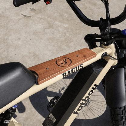 American walnut wood feature panel fitted to a Fatboy Bagus V2