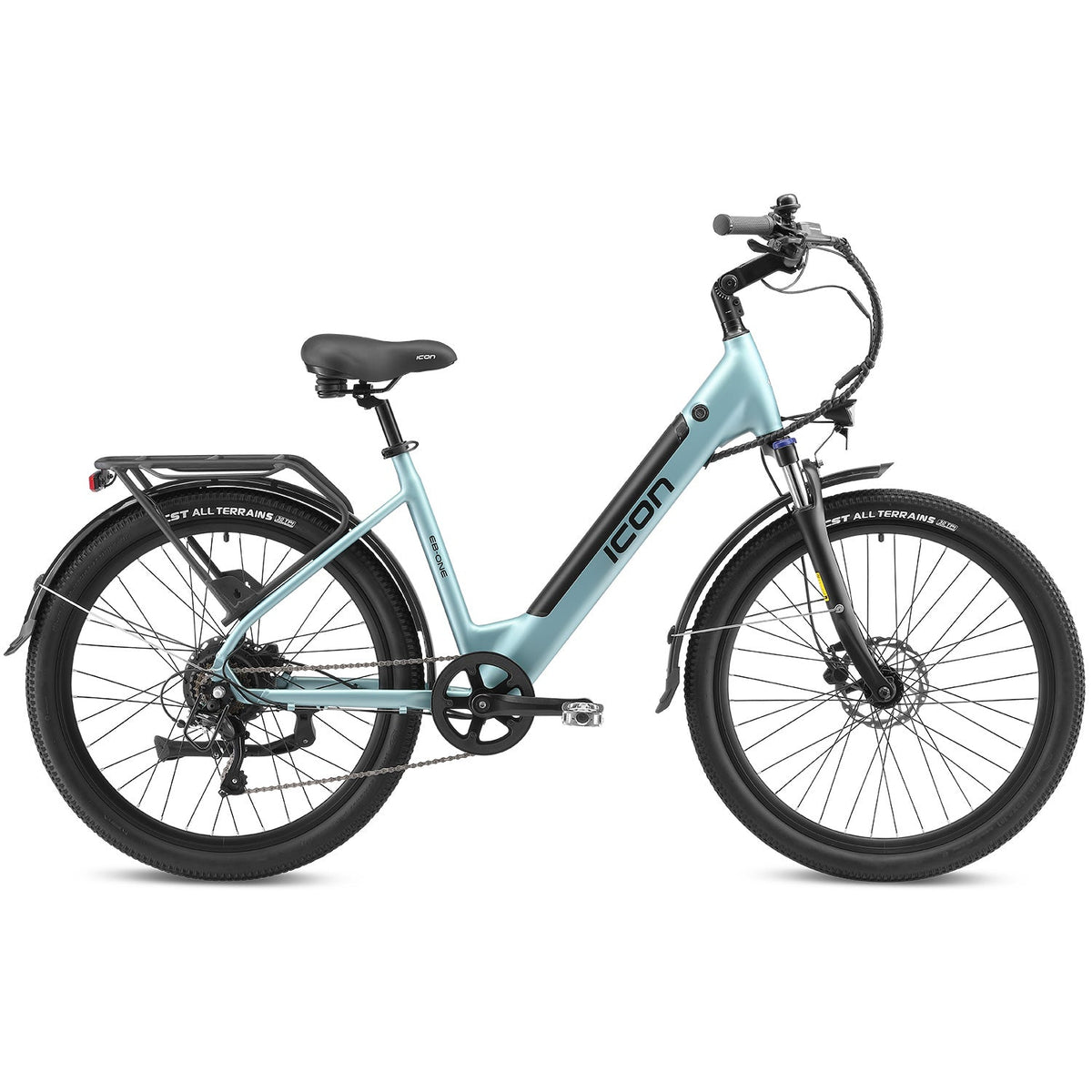 Icon EB-One Step Through electric bike in Glacier Mint, detail 2