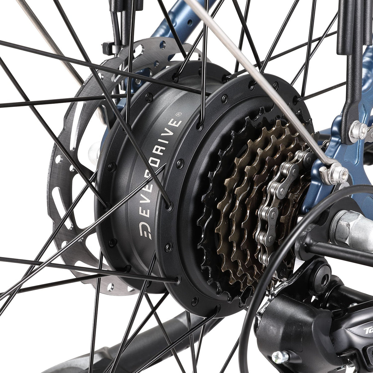Icon EB-One Step Over electric bike in Zenith Blue, detail 5