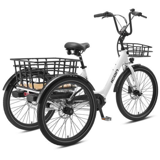 Icon E-Matic 24 inch electric trike in Casper White, detail 2