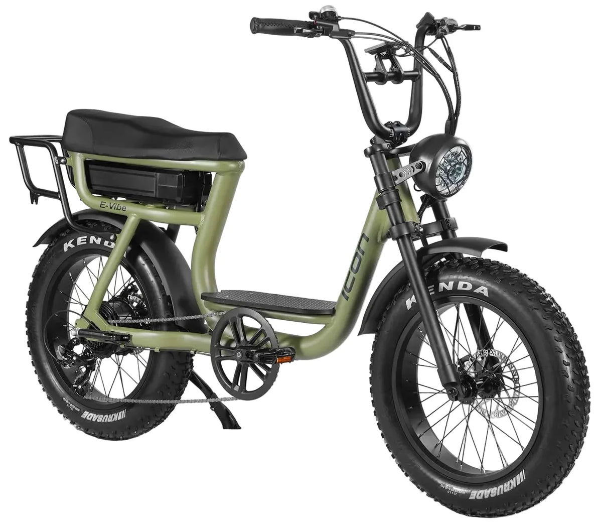 Icon E-Vibe fat tyre electric bike in Army Green