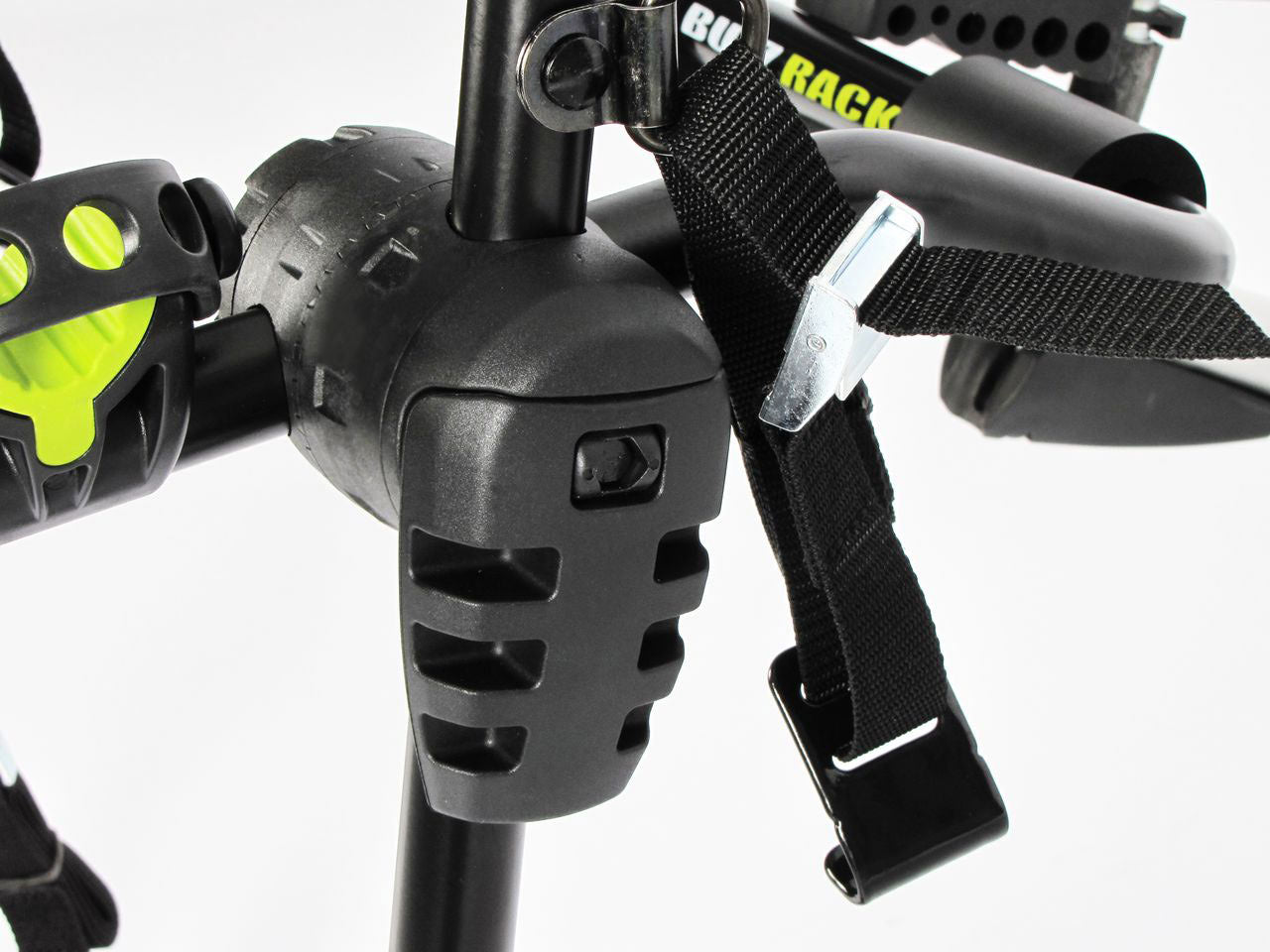 Buzzrack Beetle trunk rack strap mounting detail