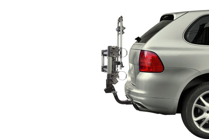 Buzzrack E-Hornet H2 tilted for tailgate access