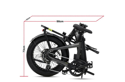 Ridewave Miniwave folding e-bike geometry and frame dimensions diagram
