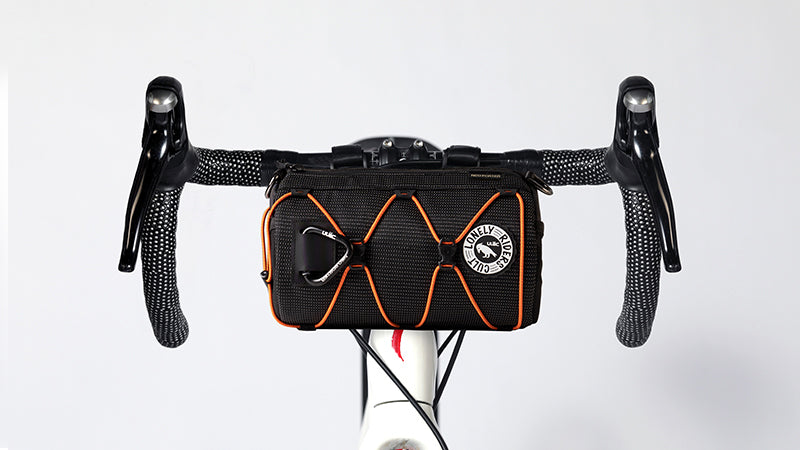 Ulac Coursier Verve X handlebar bag mounted on bike showing Spyder Klip