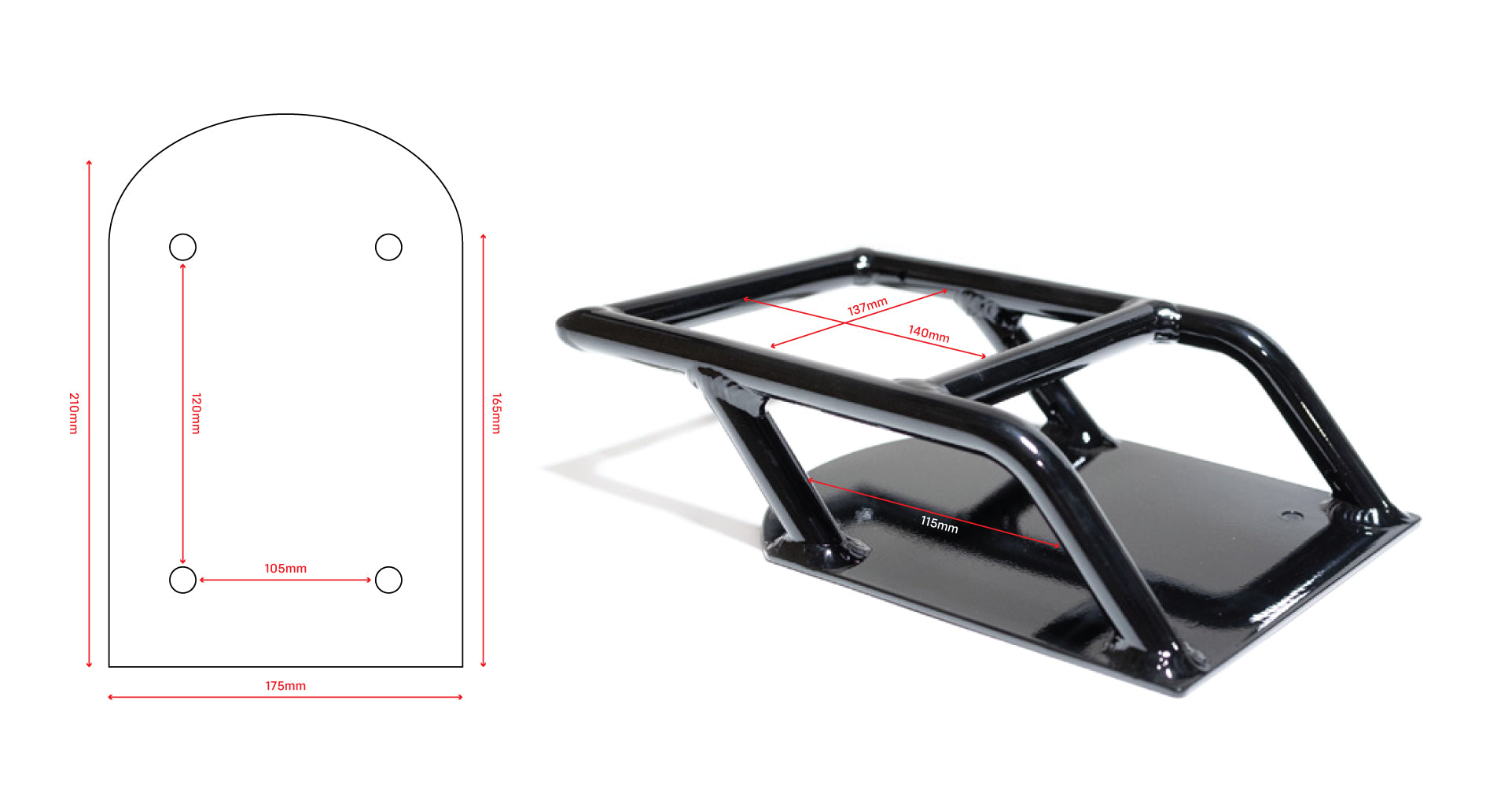 Fatboy rear rack adapter dimensions diagram