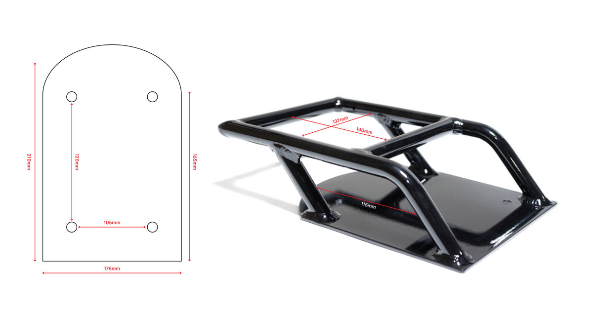 Fatboy rear rack adapter dimensions diagram