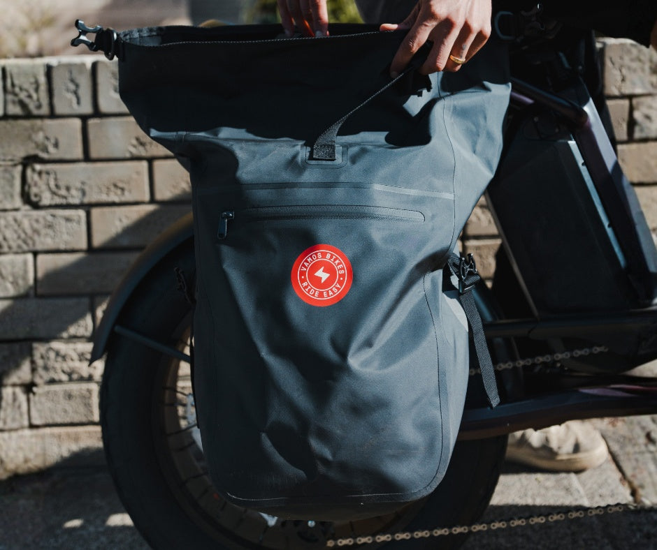 Vamos waterproof pannier bag fitted to a rear rack