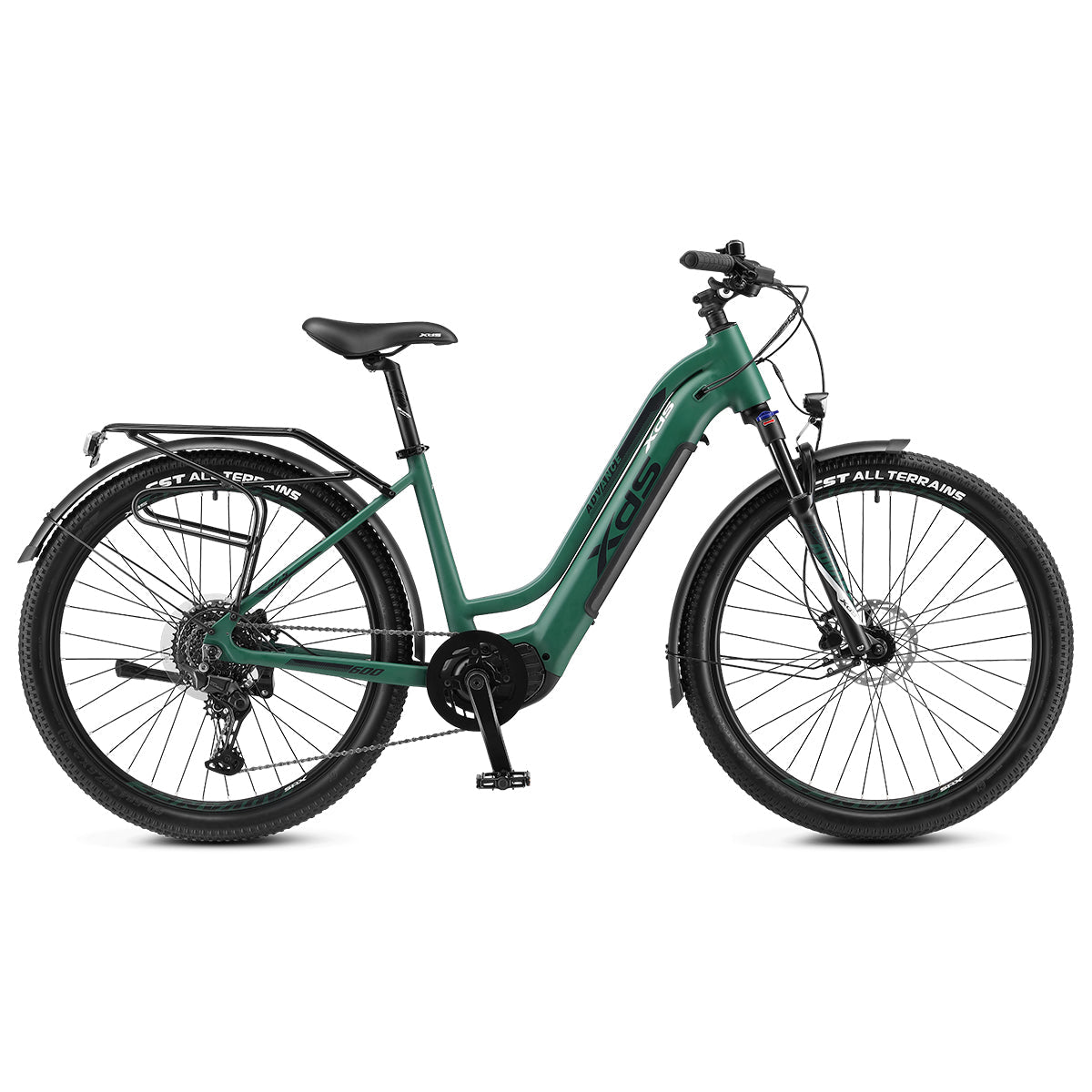 XDS Advance 600 Step-Thru Electric Bike Gloss Forest Green side view