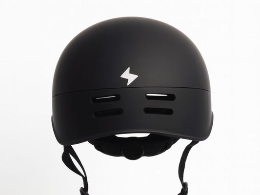 Vamos Bike Helmet black side profile with logo