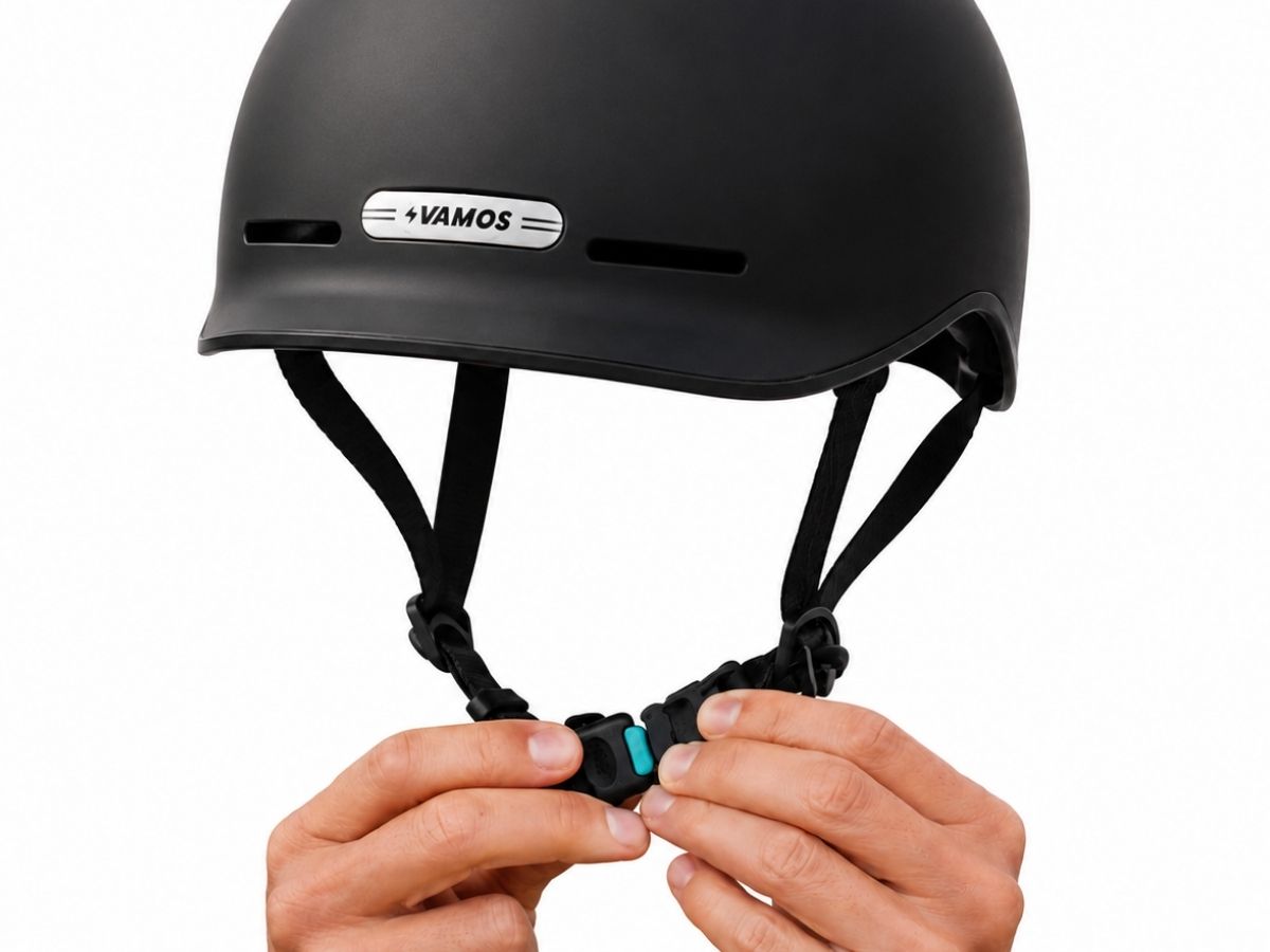 Vamos Bike Helmet black rear reflective lightning bolt detail