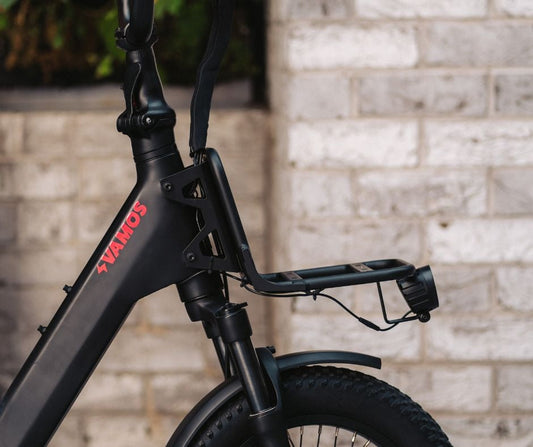 Vamos Doblez front rack mounted on the folding e-bike