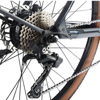 Ridewave Glide road e-bike rear hub motor and drivetrain detail
