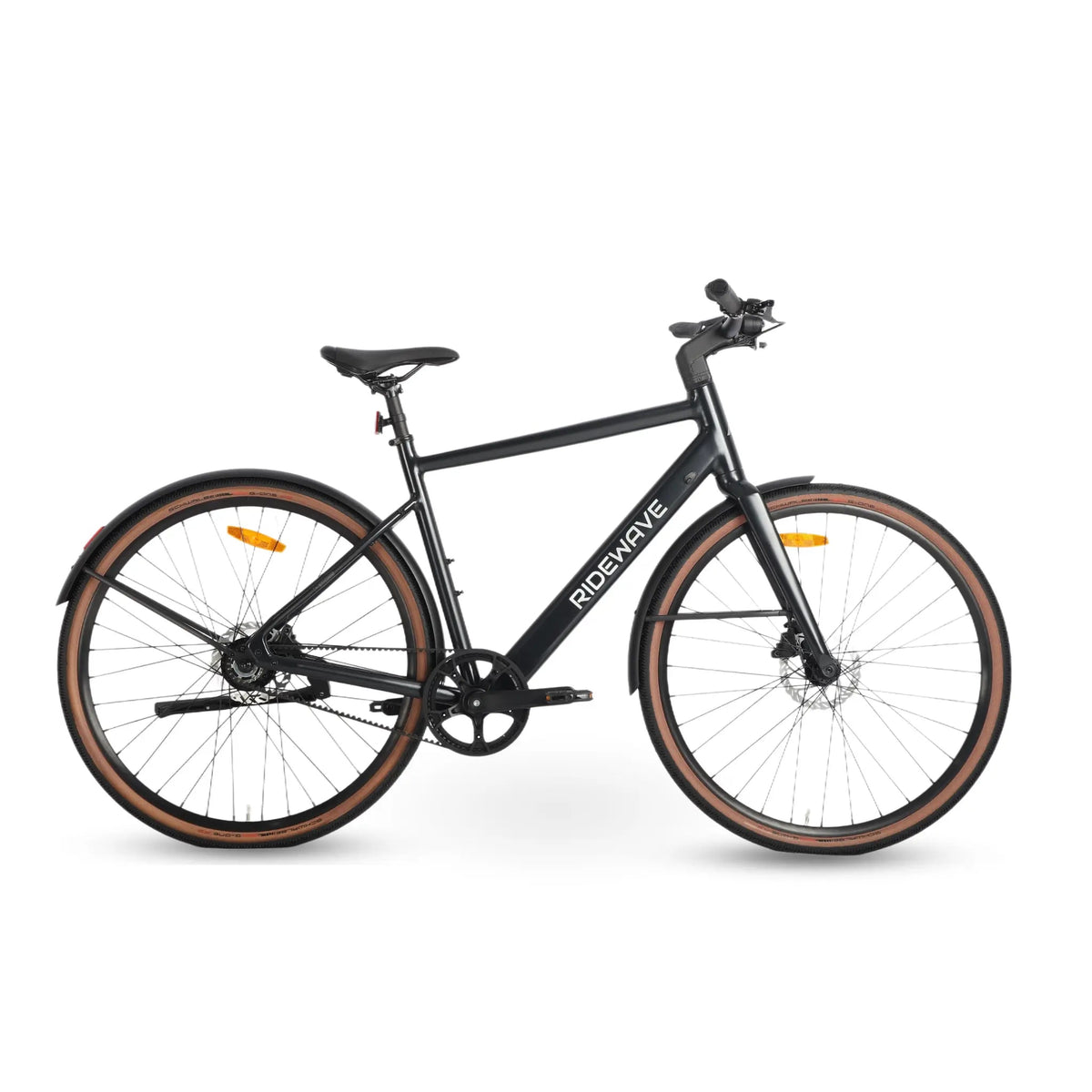Ridewave Glide-B belt drive e-bike matte black, angled side view