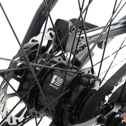 Ridewave Glide-B belt drive e-bike rear hub motor, disc brake and spokes detail