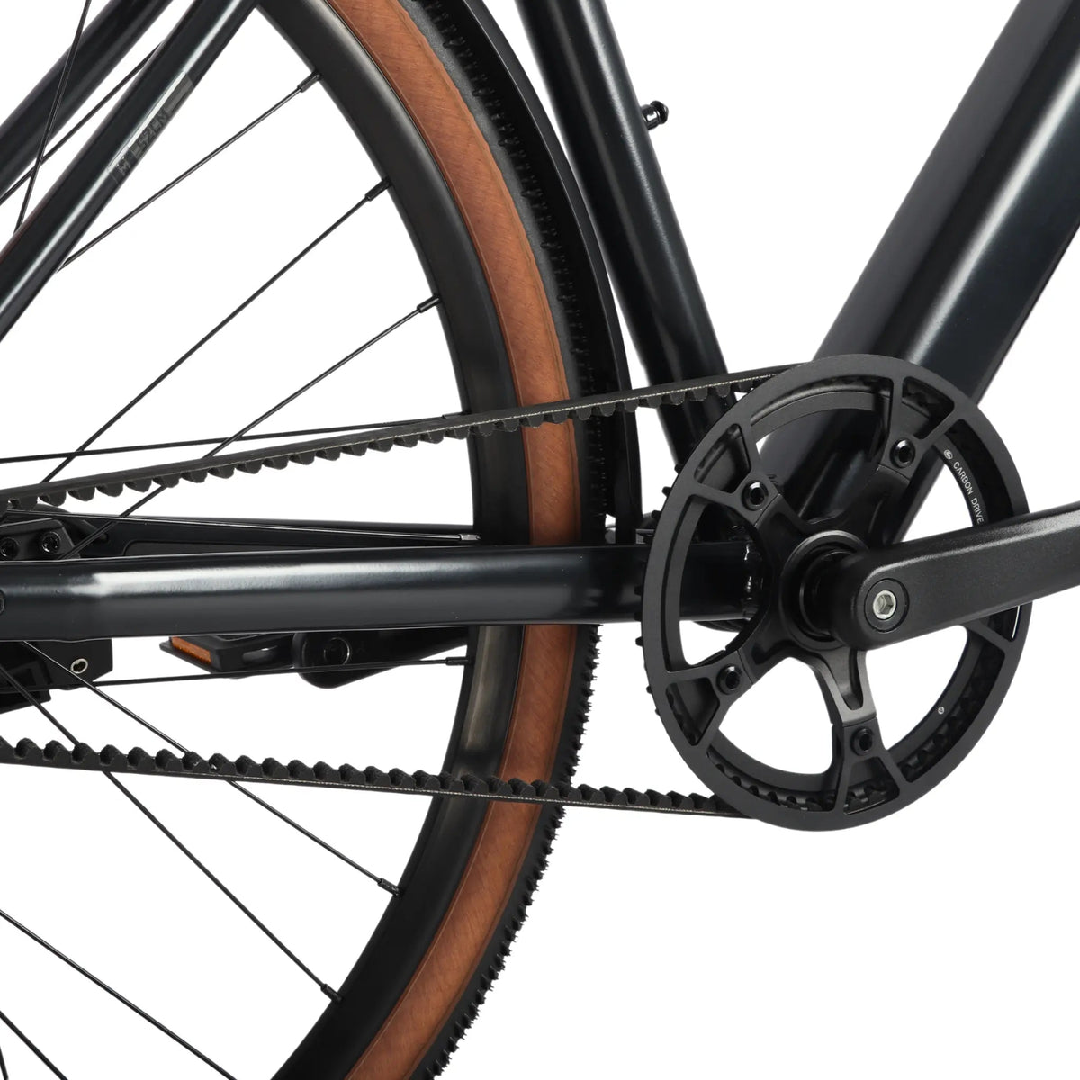 Ridewave Glide-B belt drive e-bike crankset and drivetrain detail