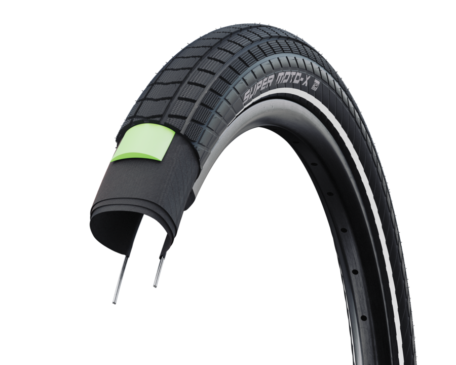 Schwalbe Super Moto-X fat street tyre - tread and casing cutaway