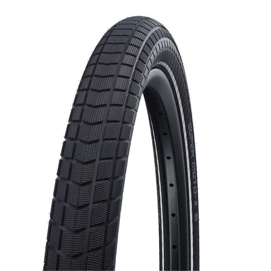 Schwalbe Super Moto-X tyre side view with reflective stripe