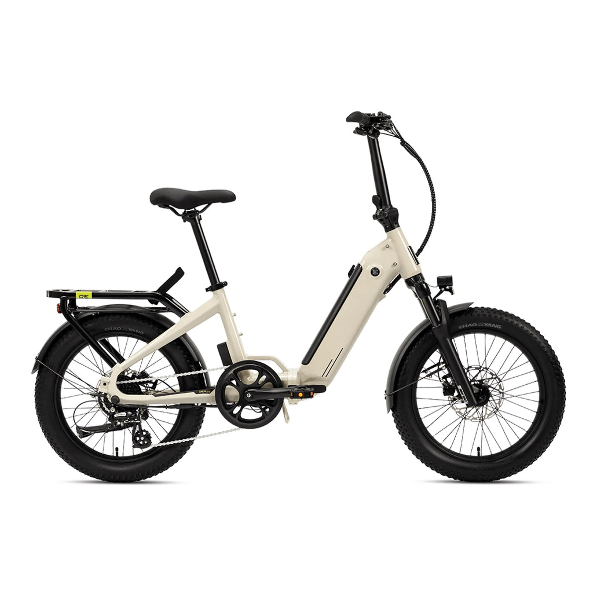 Ridewave Miniwave folding fat tyre e-bike in warm grey, side view