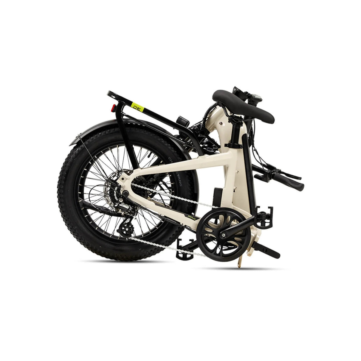 Ridewave Miniwave folding e-bike in folded position for storage
