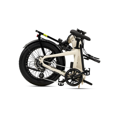 Ridewave Miniwave folding e-bike in folded position for storage