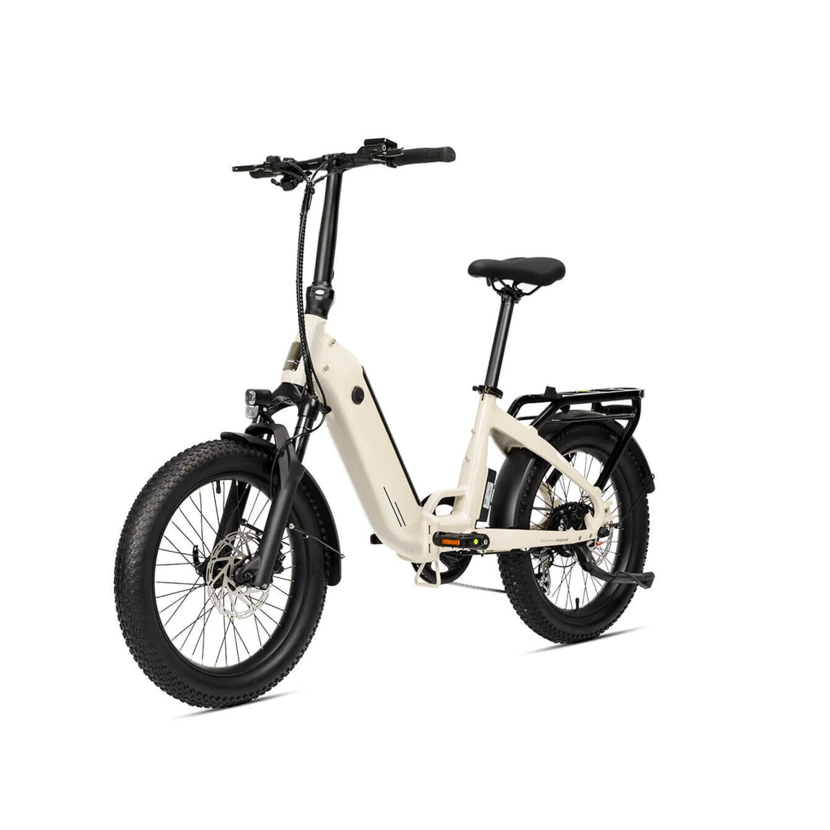 Ridewave Miniwave folding e-bike warm grey, rear three-quarter view