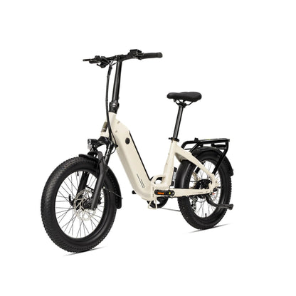 Ridewave Miniwave folding e-bike warm grey, rear three-quarter view