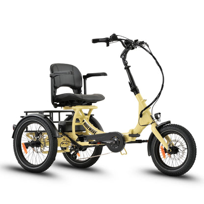 Ridewave Platypus electric trike cream, three-quarter view
