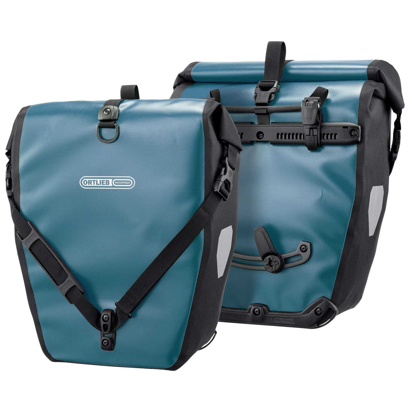 Ortlieb Back-Roller Classic QL2.1 waterproof pannier bags pair in petrol blue and black