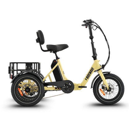 Ridewave Koala folding electric trike in cream, side view