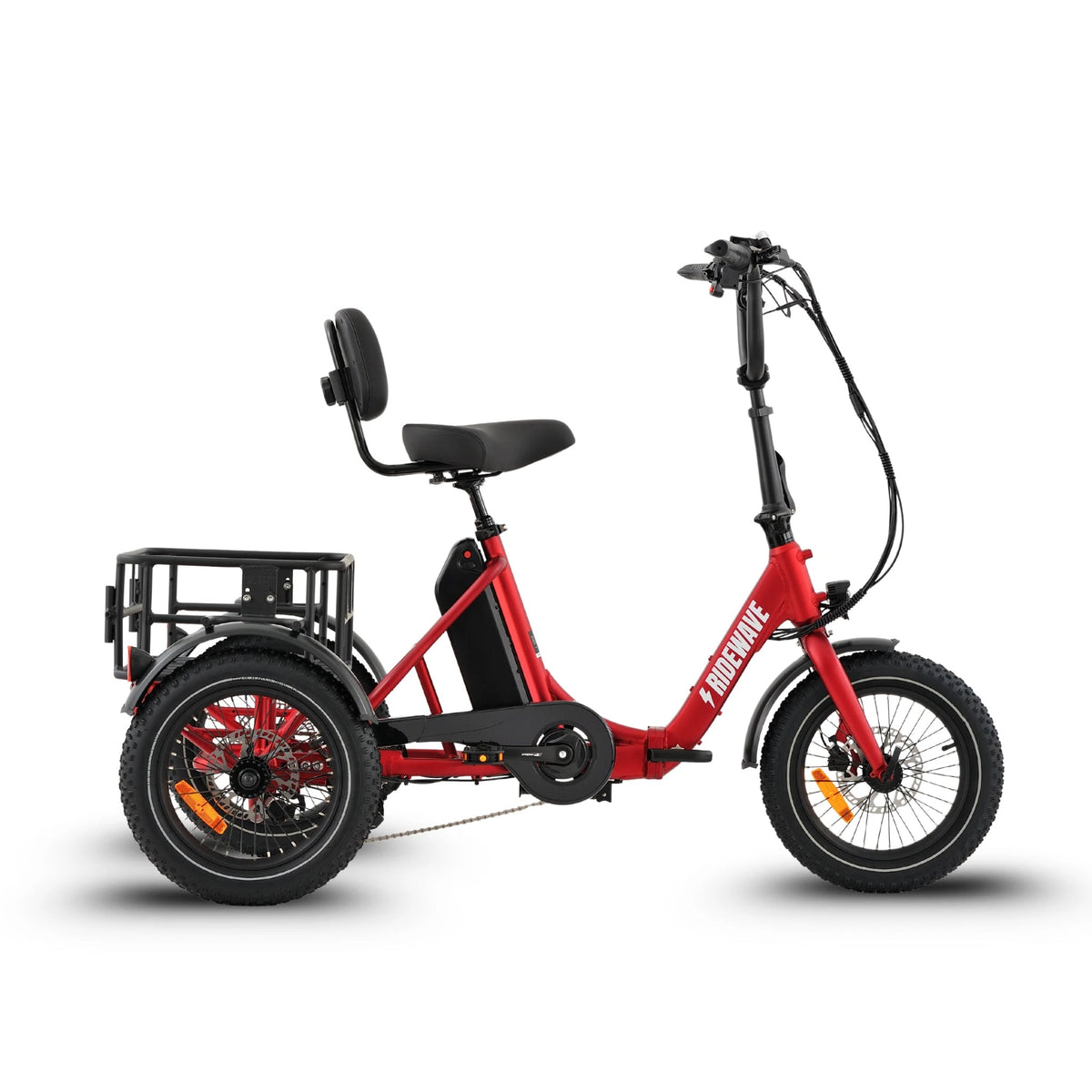 Ridewave Koala folding electric trike in red, side view