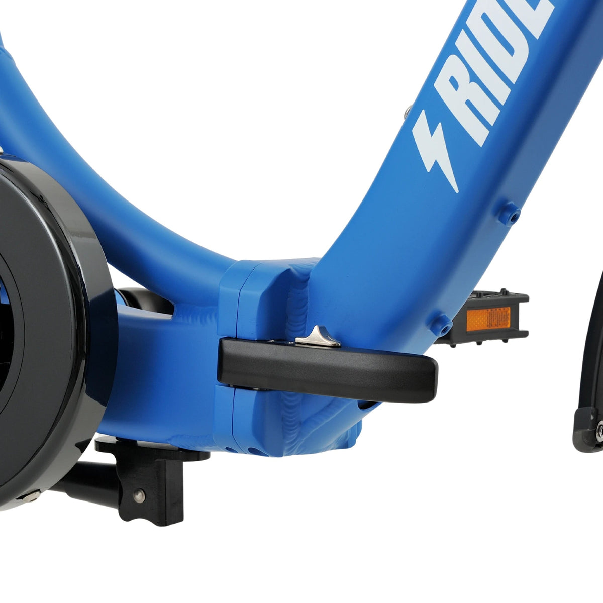 Ridewave Koala electric trike low step-through frame and footrest close-up