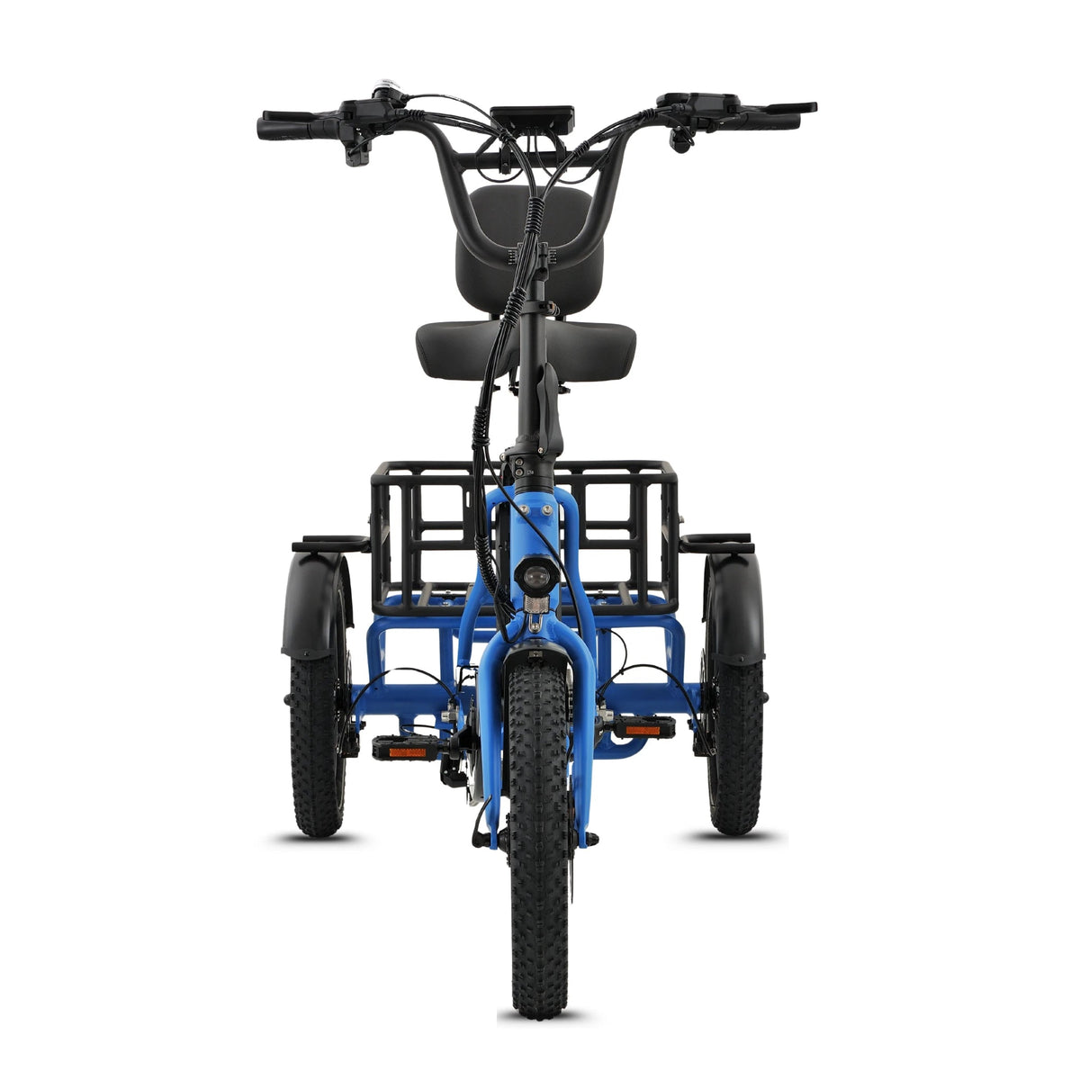 Ridewave Koala electric trike front view showing handlebar, seat and rear basket