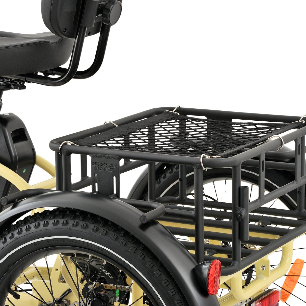 Ridewave Wallaby electric trike rear cargo basket close-up