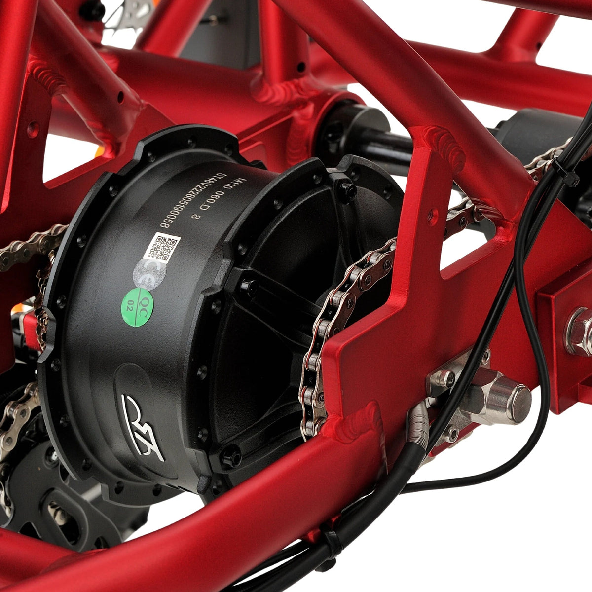 Ridewave Wallaby Plus electric trike rear hub motor and axle close-up
