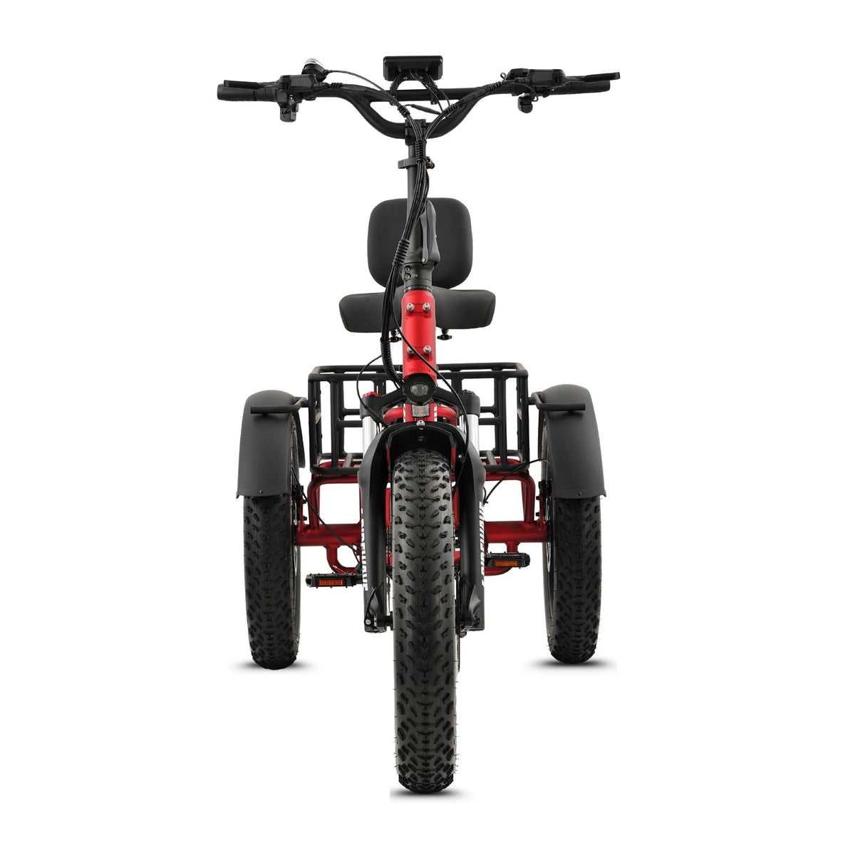 Ridewave Wallaby Plus electric trike front view with upright handlebar and comfort seat