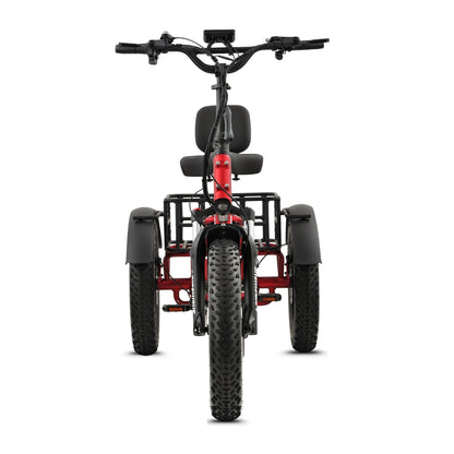 Ridewave Wallaby Plus electric trike front view with upright handlebar and comfort seat